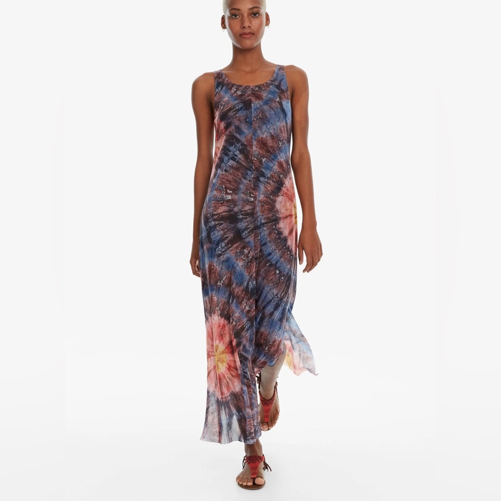 Desigual: Tie Dye Print Maxi Dress Tank Dress |Size Large